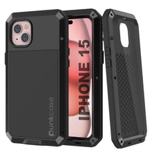 Charger l'image dans la galerie, Coque en métal pour iPhone 15, étui robuste de qualité militaire [anti-choc] intégral [noir].
