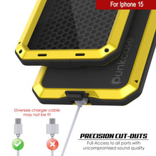 Charger l'image dans la galerie, Coque en métal pour iPhone 15, étui robuste de qualité militaire [anti-chocs] intégral rigide [jaune]
