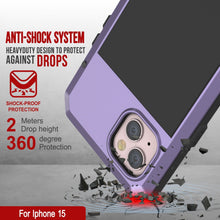 Load image into Gallery viewer, Coque métallique pour iPhone 15, étui robuste de grade militaire, [antichoc], rigide pour tout le corps, couleur violette.
