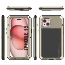 Load image into Gallery viewer, Coque métallique pour iPhone 15, étui robuste de qualité militaire [antichoc] intégral en dur [Or]
