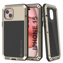 Load image into Gallery viewer, Coque métallique pour iPhone 15, étui robuste de qualité militaire [antichoc] intégral en dur [Or]
