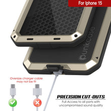 Load image into Gallery viewer, Coque métallique pour iPhone 15, étui robuste de qualité militaire [antichoc] intégral en dur [Or]
