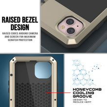 Load image into Gallery viewer, Coque métallique pour iPhone 15, étui robuste de qualité militaire [antichoc] intégral en dur [Or]
