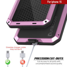 Load image into Gallery viewer, Coque métallique pour iPhone 15, étui résistant de qualité militaire [antichoc] avec protection complète [rose]
