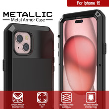 Charger l'image dans la galerie, Coque en métal pour iPhone 15, étui robuste de qualité militaire [anti-choc] intégral [noir].
