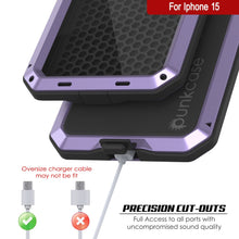 Load image into Gallery viewer, Coque métallique pour iPhone 15, étui robuste de grade militaire, [antichoc], rigide pour tout le corps, couleur violette.
