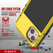 Charger l'image dans la galerie, Coque en métal pour iPhone 15, étui robuste de qualité militaire [anti-chocs] intégral rigide [jaune]
