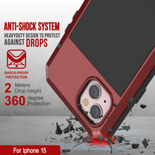 Charger l'image dans la galerie, Coque en métal pour iPhone 15, étui militaire résistant avec armure, protection antidérapante pour l'ensemble du téléphone [anti-chocs], solide [rouge].
