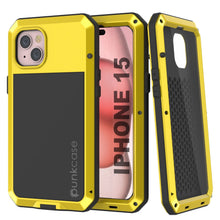 Charger l'image dans la galerie, Coque en métal pour iPhone 15, étui robuste de qualité militaire [anti-chocs] intégral rigide [jaune]
