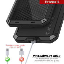 Charger l'image dans la galerie, Coque en métal pour iPhone 15, étui robuste de qualité militaire [anti-choc] intégral [noir].
