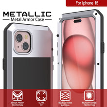 Load image into Gallery viewer, Coque en métal pour iPhone 15, étui résistant aux chocs, de qualité militaire, robuste, recouvrant tout le corps [blanc].
