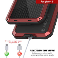Charger l'image dans la galerie, Coque en métal pour iPhone 15, étui militaire résistant avec armure, protection antidérapante pour l'ensemble du téléphone [anti-chocs], solide [rouge].
