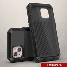 Charger l'image dans la galerie, Coque en métal pour iPhone 15, étui robuste de qualité militaire [anti-choc] intégral [noir].
