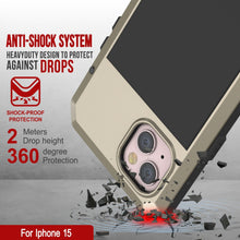Load image into Gallery viewer, Coque métallique pour iPhone 15, étui robuste de qualité militaire [antichoc] intégral en dur [Or]
