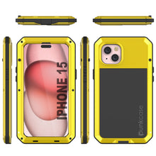 Charger l'image dans la galerie, Coque en métal pour iPhone 15, étui robuste de qualité militaire [anti-chocs] intégral rigide [jaune]
