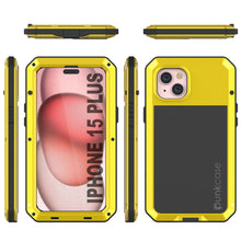 Load image into Gallery viewer, Coque en métal pour iPhone 15 Plus, étui robuste de qualité militaire [antichoc] intégral en dur [jaune].

