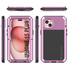 Load image into Gallery viewer, Coque métallique iPhone 15 Plus, étui robuste et résistant aux chocs de qualité militaire, couverture intégrale [antichoc] en dur [rose].
