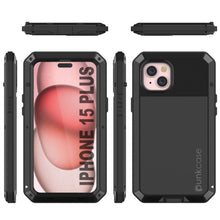 Load image into Gallery viewer, Coque en métal pour iPhone 15 Plus, robuste, de qualité militaire [anti-choc], intégrale, rigide [noire].
