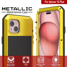 Load image into Gallery viewer, Coque en métal pour iPhone 15 Plus, étui robuste de qualité militaire [antichoc] intégral en dur [jaune].

