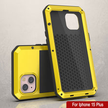 Load image into Gallery viewer, Coque en métal pour iPhone 15 Plus, étui robuste de qualité militaire [antichoc] intégral en dur [jaune].
