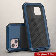Load image into Gallery viewer, Coque en métal pour iPhone 15 Plus, étui robuste de qualité militaire [épreuve des chocs] pour protection intégrale [bleue].
