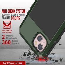 Load image into Gallery viewer, Coque en métal pour iPhone 15 Plus, avec protection militaire hautement résistante [antichoc], intégrale et robuste [Vert foncé]
