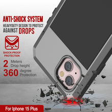 Load image into Gallery viewer, Coque en métal pour iPhone 15 Plus, étui résistant de qualité militaire [anti-choc], rigide avec corps complet [argenté]
