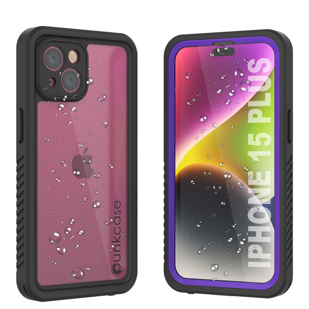 Coque étanche pour iPhone 15 Plus, Punkcase [Série Extrême] avec protection Pare-chocs et protecteur d'écran intégré [Violet]