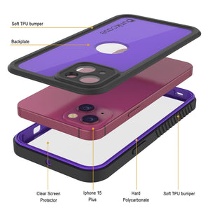 Coque étanche IP68 pour iPhone 16 Plus, Punkcase [Violet] [Série StudStar] [Coupe ajustée] [Anti-salissures]