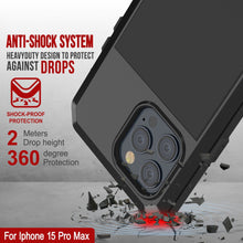 Charger l&#39;image dans la galerie, Coque métallique pour iPhone 15 Pro Max, Protection résistance de qualité militaire [anti-choc], Coque Rigide pour l&#39;ensemble du corps [Noir].
