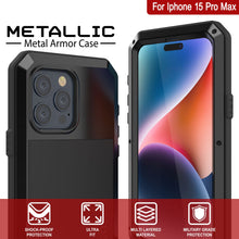 Charger l&#39;image dans la galerie, Coque métallique pour iPhone 15 Pro Max, Protection résistance de qualité militaire [anti-choc], Coque Rigide pour l&#39;ensemble du corps [Noir].
