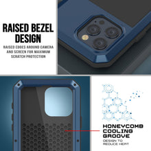 Charger l&#39;image dans la galerie, Coque en métal pour iPhone 15 Pro Max, robuste et résistance de qualité militaire, [anti-choc] intégrale et rigide [bleue].
