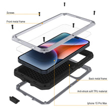 Charger l&#39;image dans la galerie, Coque en métal pour iPhone 15 Pro Max, étui robuste de qualité militaire [anti-choc] intégral en dur [blanc]
