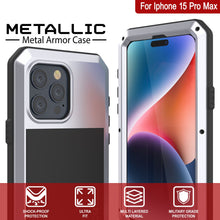 Charger l&#39;image dans la galerie, Coque en métal pour iPhone 15 Pro Max, étui robuste de qualité militaire [anti-choc] intégral en dur [blanc]
