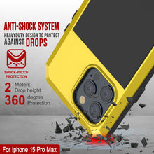 Charger l&#39;image dans la galerie, Coque en métal pour iPhone 15 Pro Max, étui résistant aux chocs de qualité militaire, intégral, rigide [jaune].
