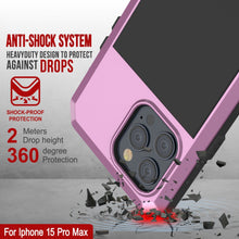 Charger l&#39;image dans la galerie, Coque en métal pour iPhone 15 Pro Max, étui robuste de qualité militaire [antichoc], intégral et solide [rose].
