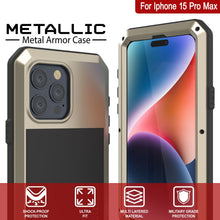 Charger l&#39;image dans la galerie, Coque en métal pour iPhone 15 Pro Max, résistance et de qualité militaire, [antichoc] intégrale et solide, couleur or.
