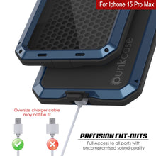 Charger l&#39;image dans la galerie, Coque en métal pour iPhone 15 Pro Max, robuste et résistance de qualité militaire, [anti-choc] intégrale et rigide [bleue].

