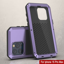 Charger l&#39;image dans la galerie, Coque métallique pour iPhone 15 Pro Max, étui robuste de qualité militaire [anti-chocs] Enveloppe dure intégrale [violette]
