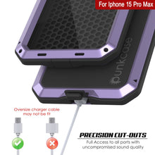 Charger l&#39;image dans la galerie, Coque métallique pour iPhone 15 Pro Max, étui robuste de qualité militaire [anti-chocs] Enveloppe dure intégrale [violette]
