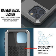 Charger l&#39;image dans la galerie, Coque en métal pour iPhone 15 Pro Max, étui robuste de qualité militaire [antichoc] intégral rigide [argent]
