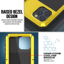 Charger l&#39;image dans la galerie, Coque en métal pour iPhone 15 Pro Max, étui résistant aux chocs de qualité militaire, intégral, rigide [jaune].
