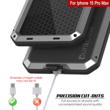 Charger l&#39;image dans la galerie, Coque en métal pour iPhone 15 Pro Max, étui robuste de qualité militaire [antichoc] intégral rigide [argent]
