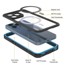 Charger l&#39;image dans la galerie, Produits Coque étanche iPhone 15 Pro Max, Punkcase [Série Extrême] Coque de Protection avec Protecteur d&#39;écran intégré [Bleu clair]
