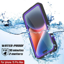 Charger l&#39;image dans la galerie, Coque étanche pour iPhone 15 Pro Max, Punkcase [Série Extrême] Coque de protection robuste avec protecteur d&#39;écran intégré [Violet]
