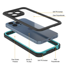 Charger l&#39;image dans la galerie, Coque étanche pour iPhone 15 Pro Max, Punkcase [Série Extrême] Coque blindée avec protecteur d&#39;écran intégré [Teal]
