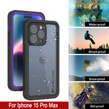 Charger l&#39;image dans la galerie, Coque étanche pour iPhone 15 Pro Max, Punkcase [Série Extrême] Coque de protection robuste avec protecteur d&#39;écran intégré [Violet]
