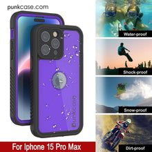 Charger l&#39;image dans la galerie, Coque iPhone 15 Pro Max étanche IP68, Punkcase [Violette] [Série StudStar] [Ajustement Fin] [Anti-poussière]
