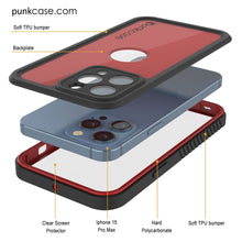 Load image into Gallery viewer, Coque étanche IP68 pour iPhone 16 Pro Max, Punkcase [Rouge] [Série StudStar] [Coupe ajustée]
