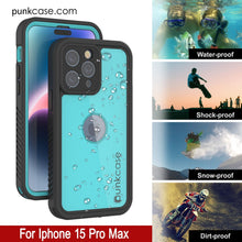 Charger l&#39;image dans la galerie, iPhone 15 Pro Max Étui étanche IP68, Punkcase [Bleu sarcelle] [Série StudStar] [Ajustement slim]
